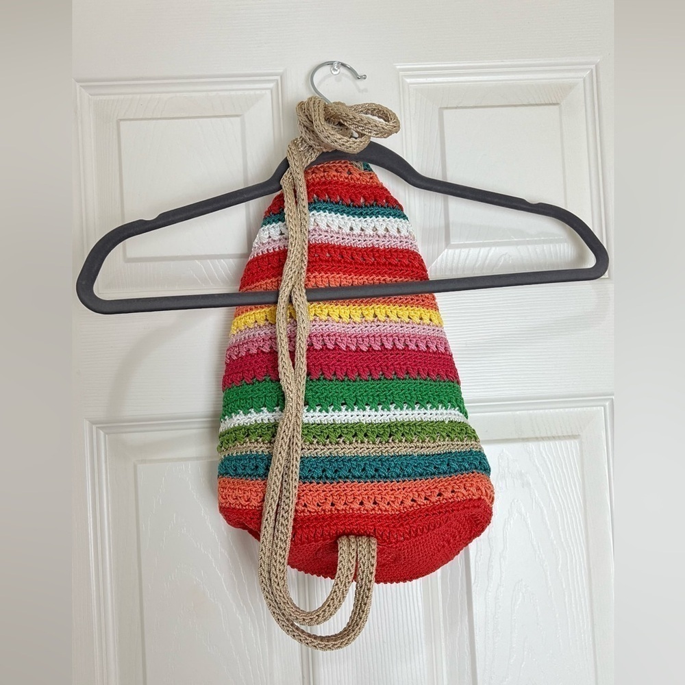 The Sak vintage Carry All Rainbow Striped Sling Boho Style backpack - Picture 8 of 9